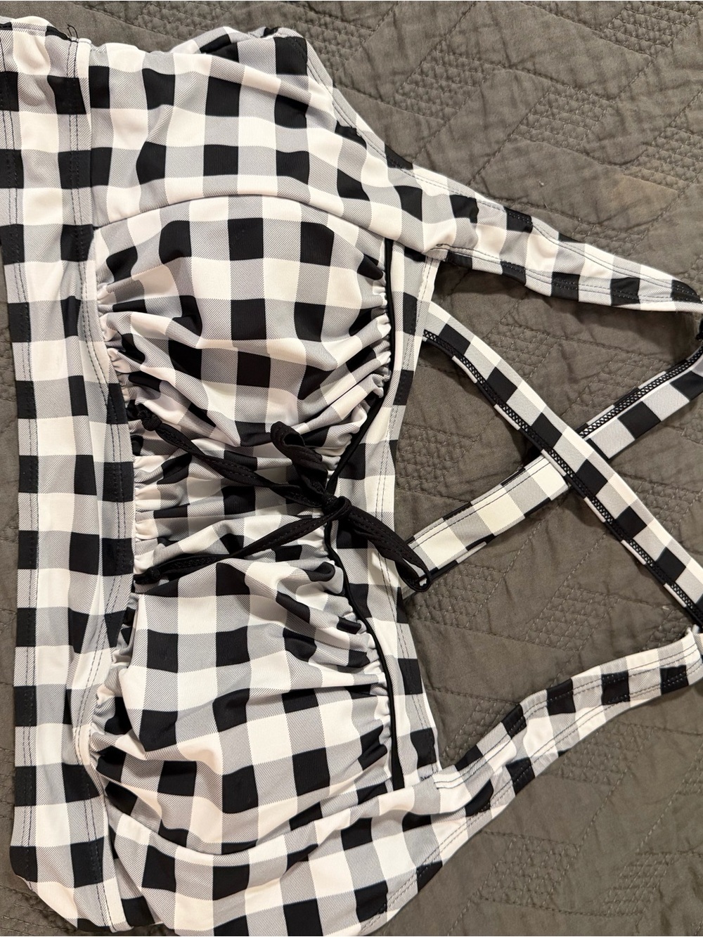 Black and White Gingham Bikini Top
